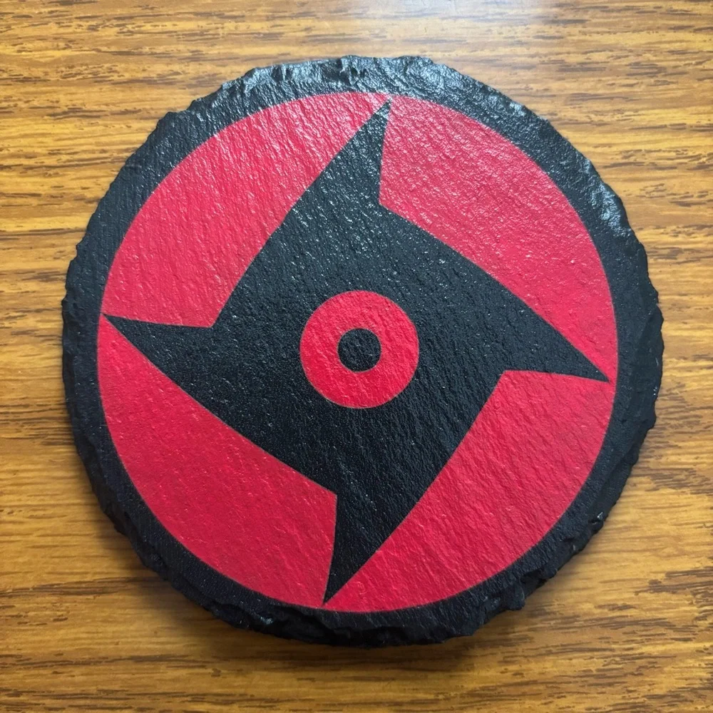 Naruto Shisui Mangekyou Sharingan Laser Engraved Painted Slate Coaster